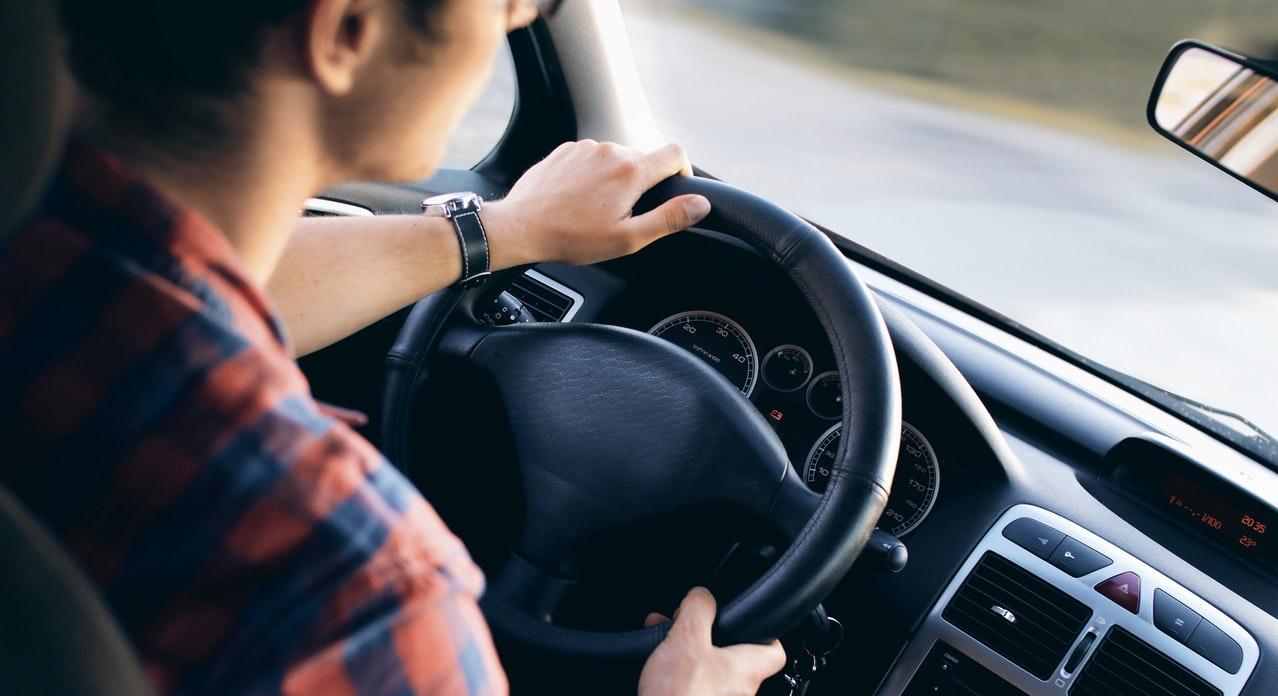 woman driving car